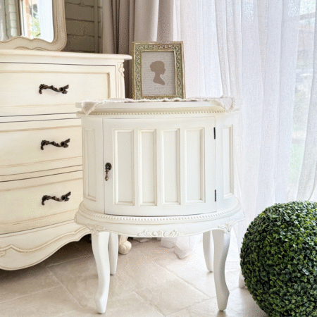 Coquette Antique White Bedside Table