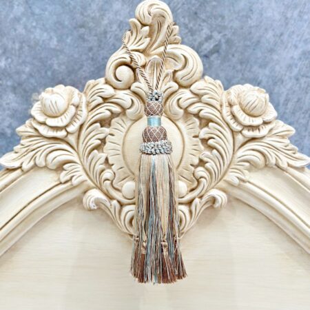 French Blue Taupe Tassel with Woven Top