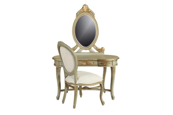 Genevieve Grey Gold Mirrored Back Dressing Table - Image 2