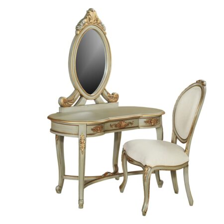 Genevieve Grey Gold Mirrored Back Dressing Table