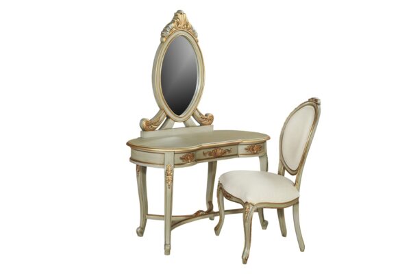 Genevieve Grey Gold Mirrored Back Dressing Table