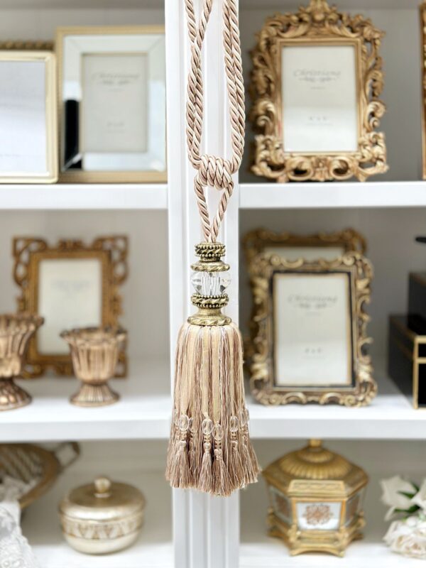 Mocha Curtain Tie Backs Tassel with Faceted Glass Top