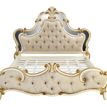 Monique Mirrored Back Tufted French Upholstered Bed