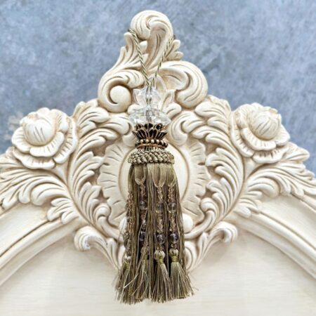 Olive Tassel with Faceted Glass Top and Beads
