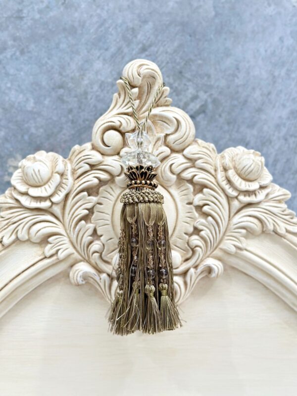 Olive Tassel with Faceted Glass Top and Beads