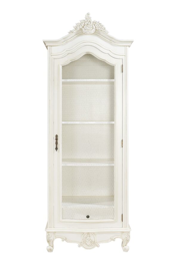 Racette Wire Fronted French Provincial Armoire Antique White