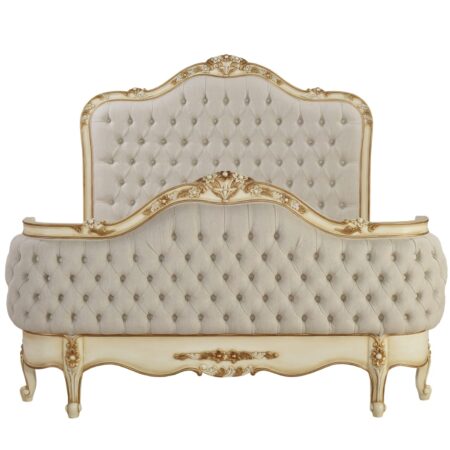 Savannah Dusty Ivory Tufted Upholstered French Bed