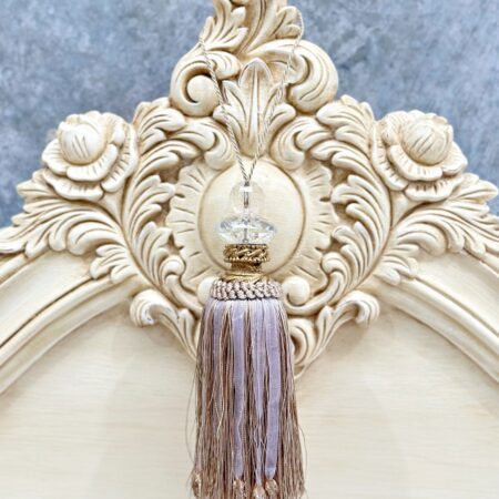 Silvery Purple Taupe Tassel with Faceted Glass Top and Beads