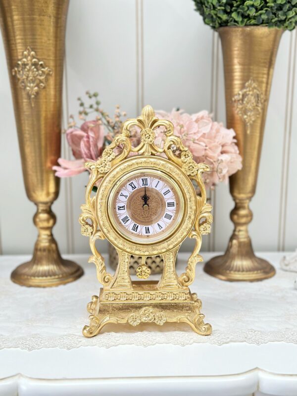 Fleur De Lys Gold Mantel Clock