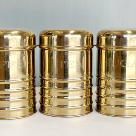 Etched Gold Coffee Tea Sugar Canisters