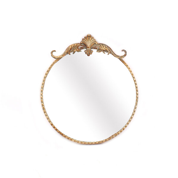 Filigree Iron Antique Gold Round Mirror