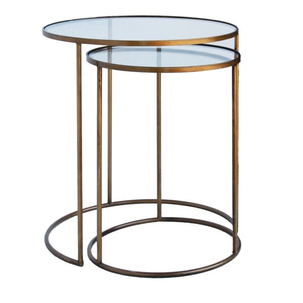 Gold Glass Round Top Nesting Table Rococo Decor