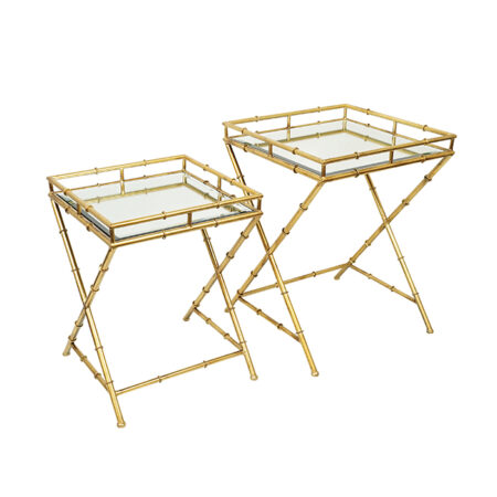 Gold Bamboo Iron Square Nesting Side Table
