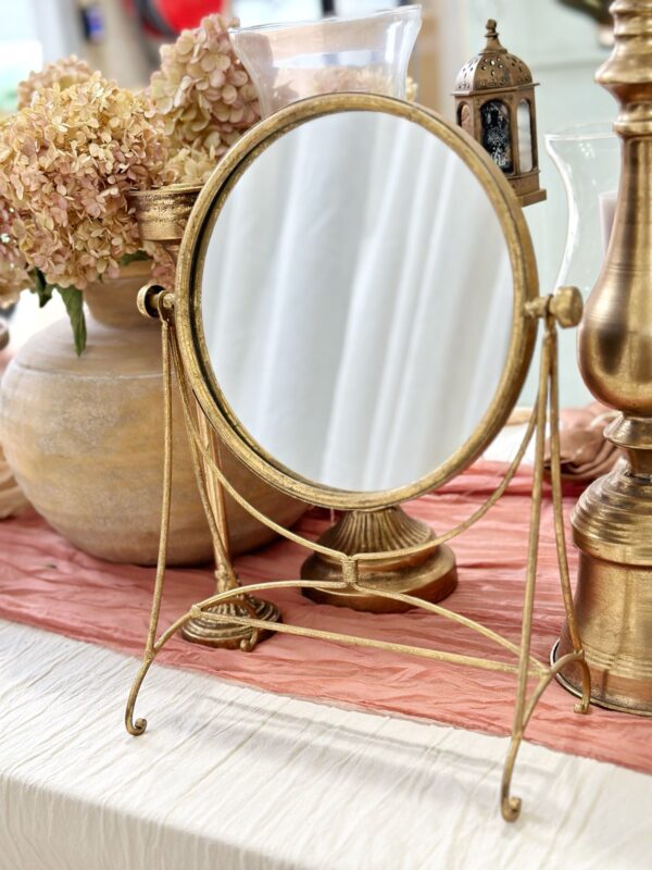 Gold Metal Table Mirror