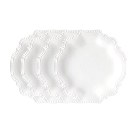 Beaded Lunch Porcelain Plate 4 Pack