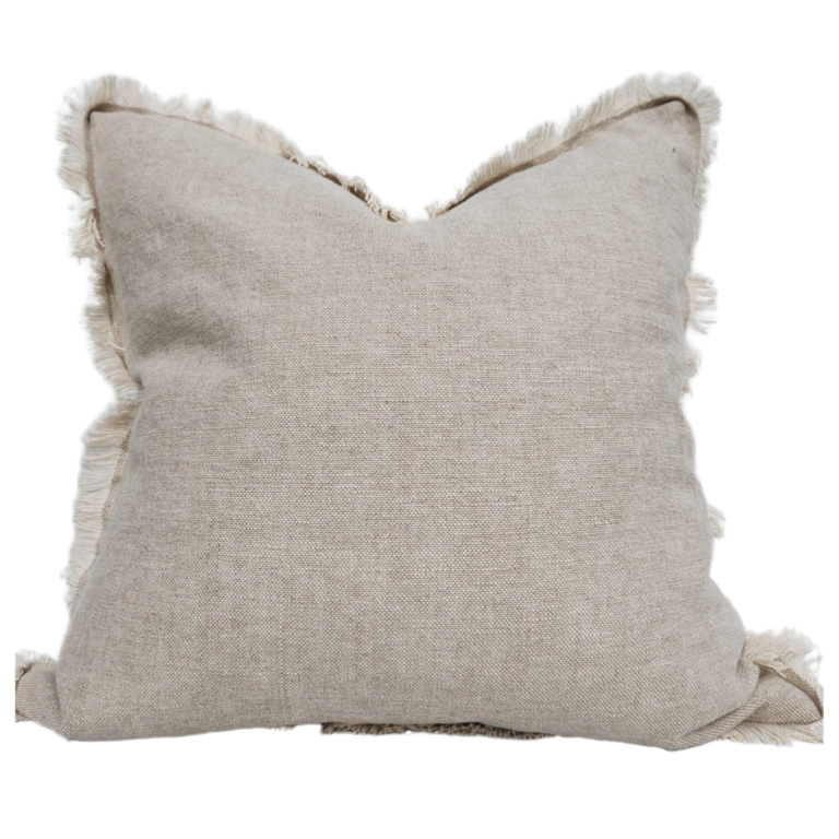 Oatmeal Riviera Heavy Weight Texture French Linen Fringed Edge Feather