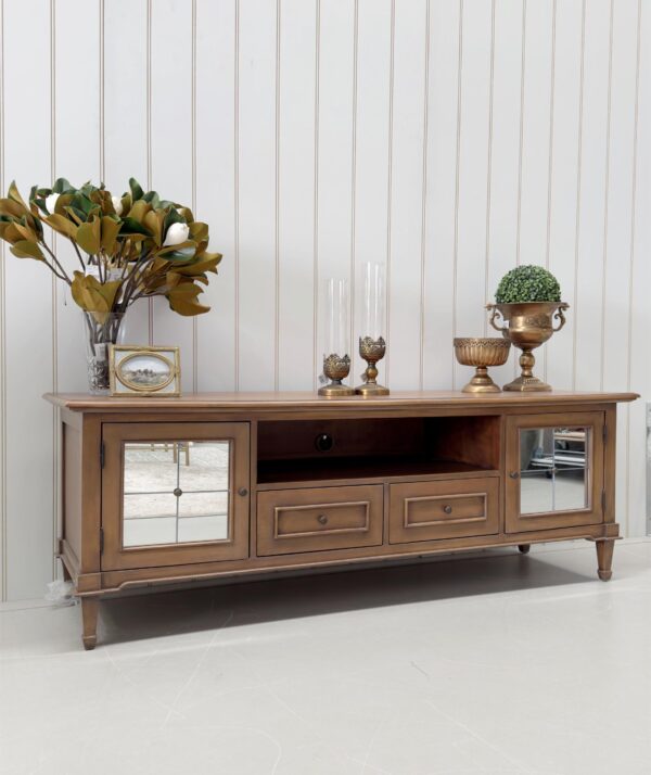 Chiara Mirrored Oak Ceruse Entertainment Unit - Image 3