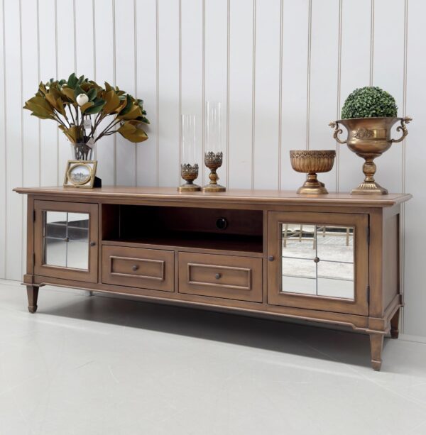 Chiara Mirrored Oak Ceruse Entertainment Unit - Image 2