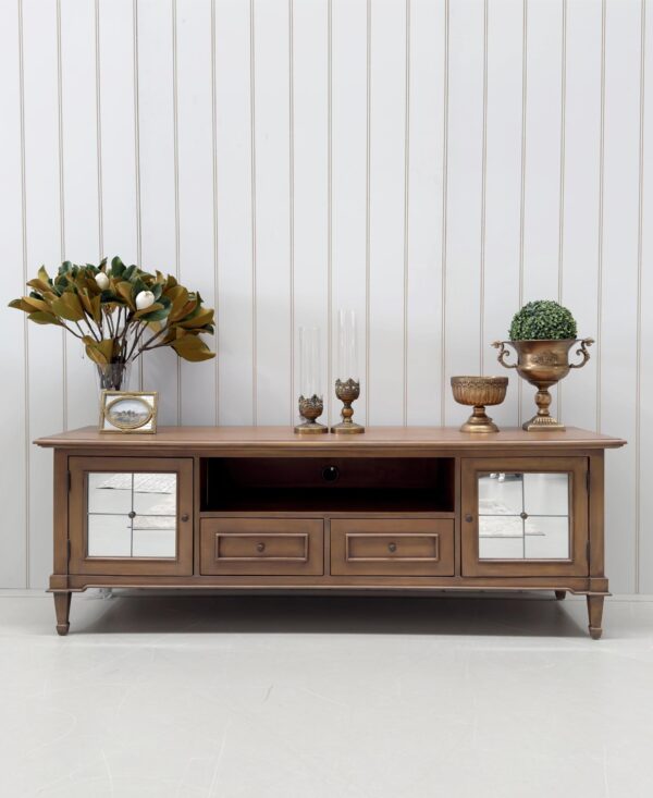 Chiara Mirrored Oak Ceruse Entertainment Unit