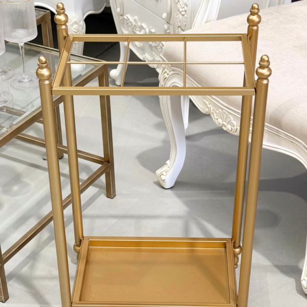 Gold Metal Umbrella Stand - Image 2