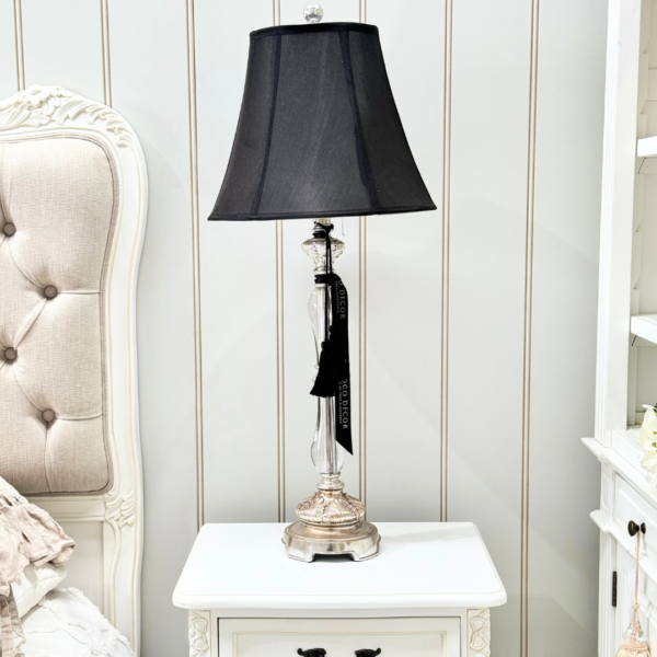 Elegant Black Shade French Crystal Table Lamp