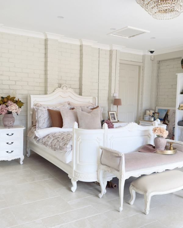 Charlotte White Carved French Provincial Bed - Image 6