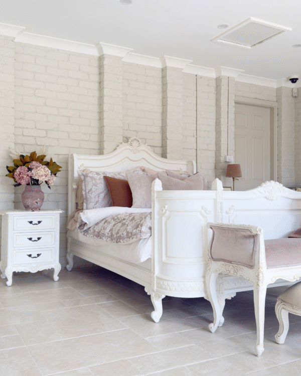 Charlotte White Carved French Provincial Bed - Image 3