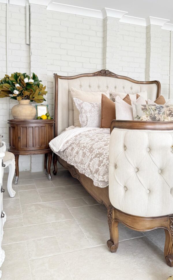 Eleonara Wingback Antique Brown Diamond Tufted Bed - Image 5