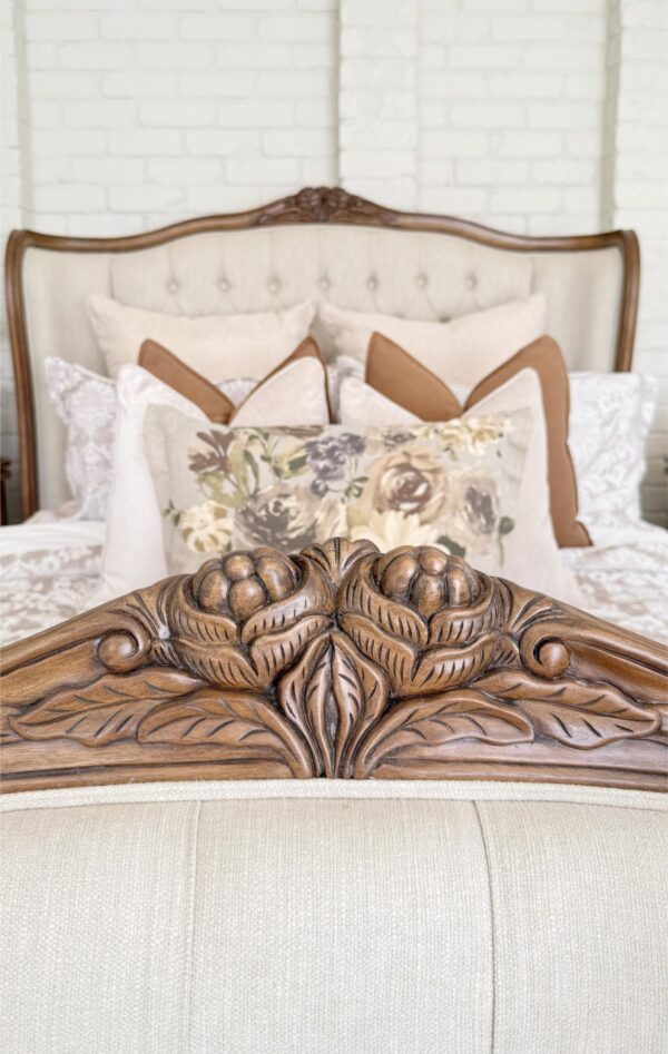Eleonara Wingback Antique Brown Diamond Tufted Bed - Image 3