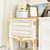 White and Gold French Provincial Bedside Table
