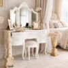 Provincial Tri-Fold Mirrored Dressing Table and Stool