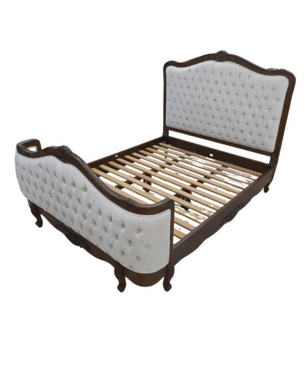 Alice Farmhouse Tufted Antique Brown French Provincial Bed - Image 5