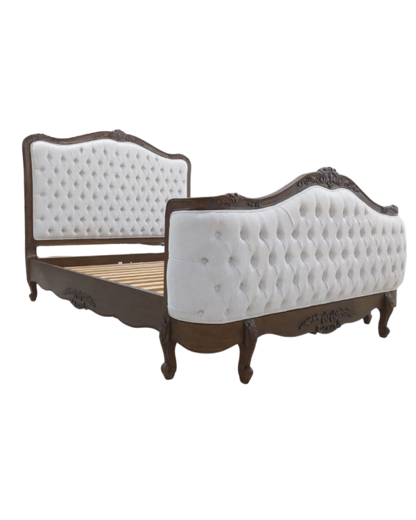 Alice Farmhouse Tufted Antique Brown French Provincial Bed - Image 7