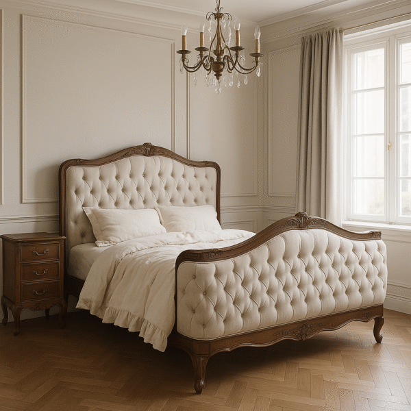 Alice Farmhouse Tufted Antique Brown French Provincial Bed - Image 3