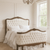 Alice Farmhouse Tufted Antique Brown French Provincial Bed -12