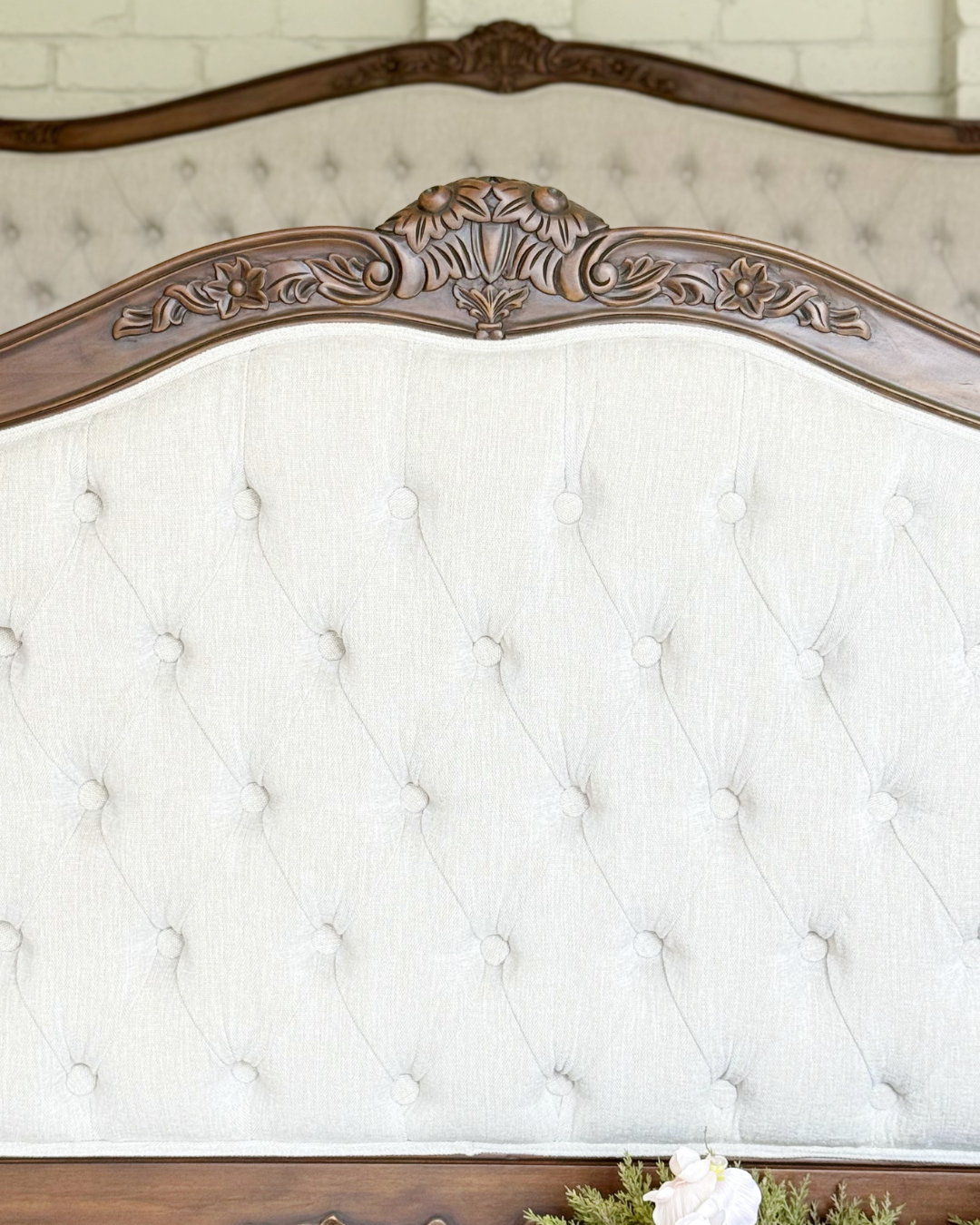 Alice Farmhouse Tufted Antique Heritage Brown French Provincial Bed - Image 12