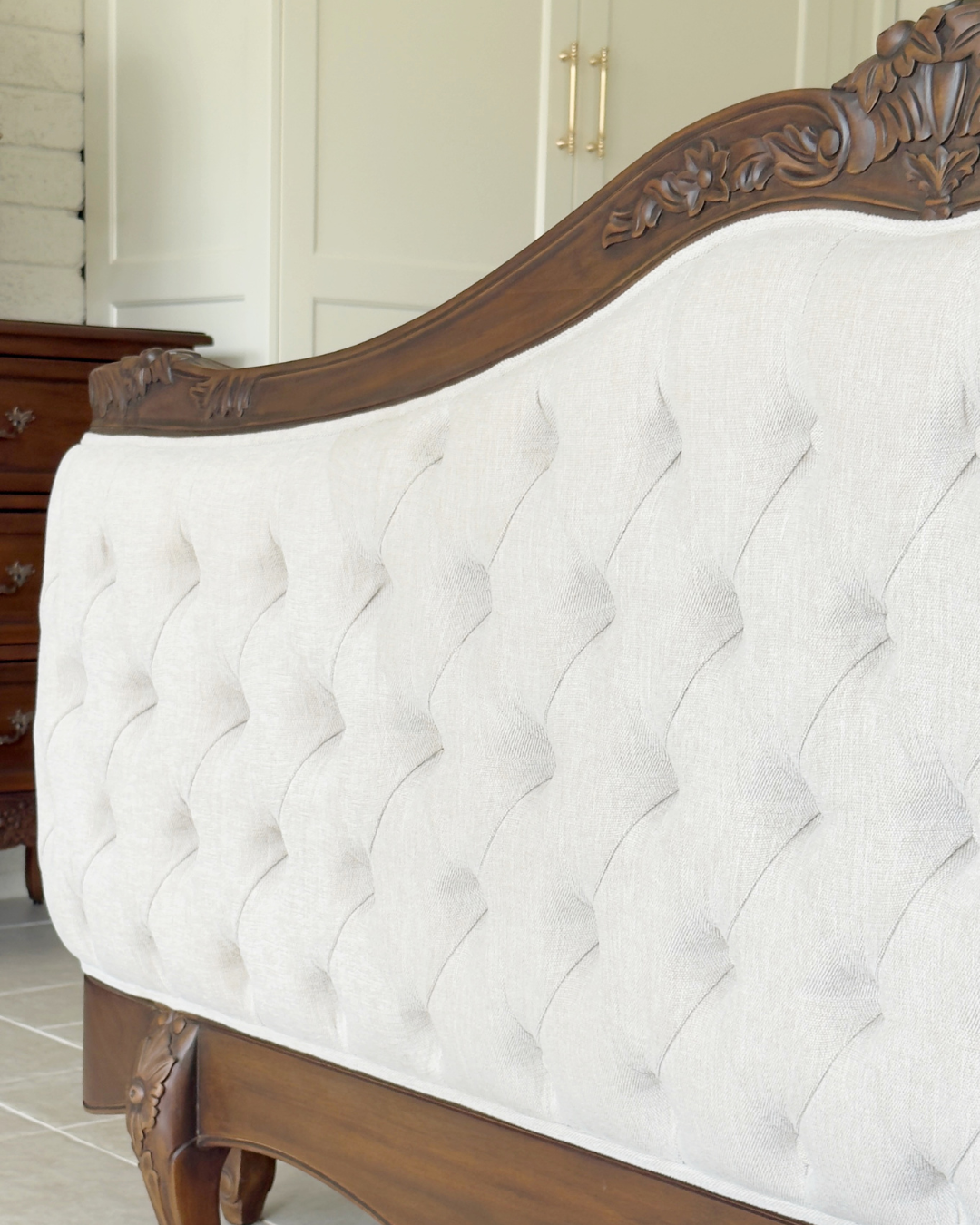 Alice Farmhouse Tufted Antique Heritage Brown French Provincial Bed - Image 11