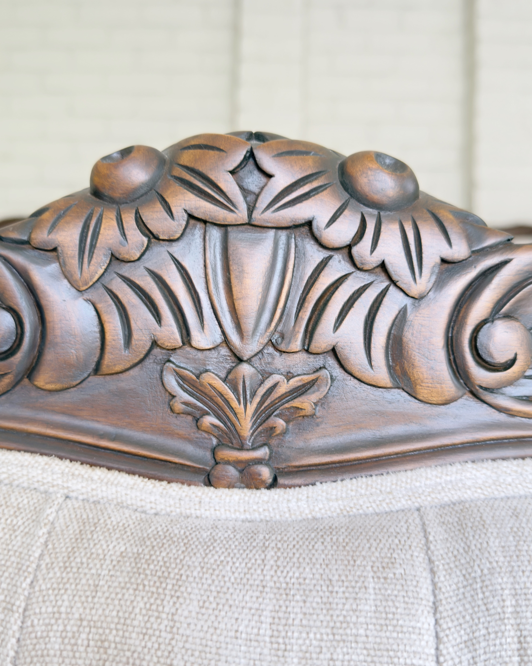 Alice Farmhouse Tufted Antique Heritage Brown French Provincial Bed - Image 10