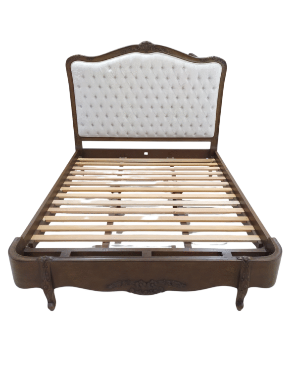 Alice Farmhouse Tufted Antique Brown French Provincial Low End Bed - Image 3