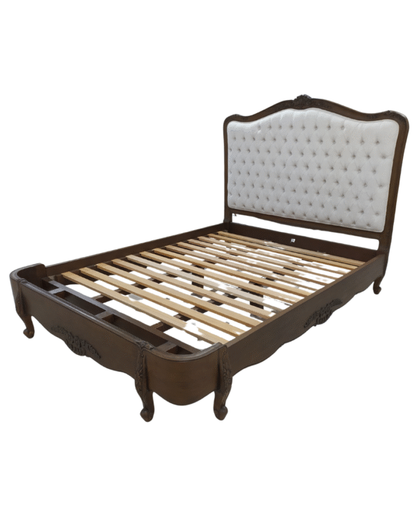 Alice Farmhouse Tufted Antique Brown French Provincial Low End Bed - Image 4