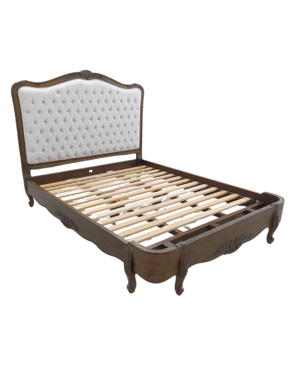 Alice Farmhouse Tufted Antique Brown French Provincial Low End Bed - Image 6