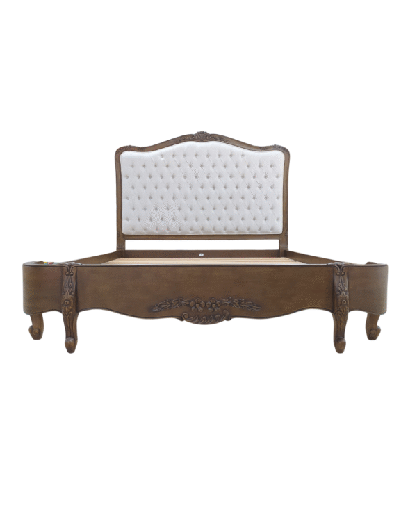 Alice Farmhouse Tufted Antique Brown French Provincial Low End Bed - Image 7