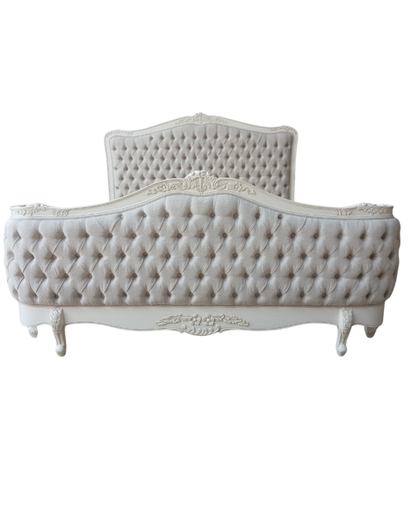 Alice Farmhouse Tufted Antique White French Provincial Bed - Image 6