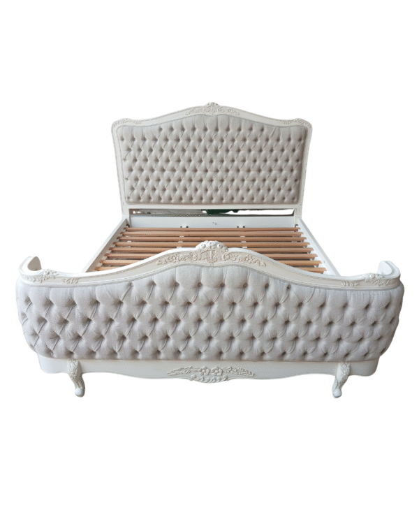 Alice Farmhouse Tufted Antique White French Provincial Bed - Image 7