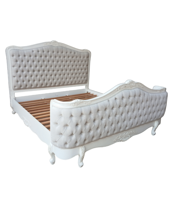 Alice Farmhouse Tufted Antique White French Provincial Bed - Image 2