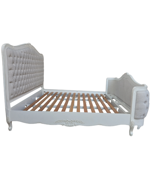 Alice Farmhouse Tufted Antique White French Provincial Bed - Image 3
