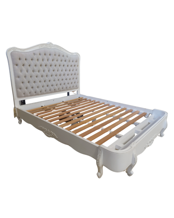 Alice Farmhouse Tufted Antique White French Provincial Low End Bed - Image 6