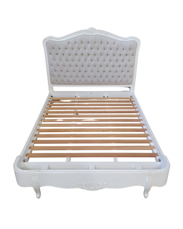 Alice Farmhouse Tufted Antique White French Provincial Low End Bed - Image 3
