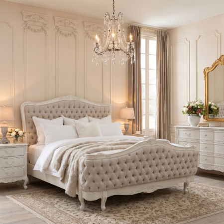 Alternative view of Alice Farmhouse Tufted Antique White French Provincial Bed