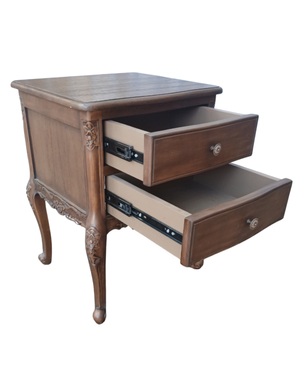 Antonietta Antique Brown French Provincial Bedside Table - Image 4